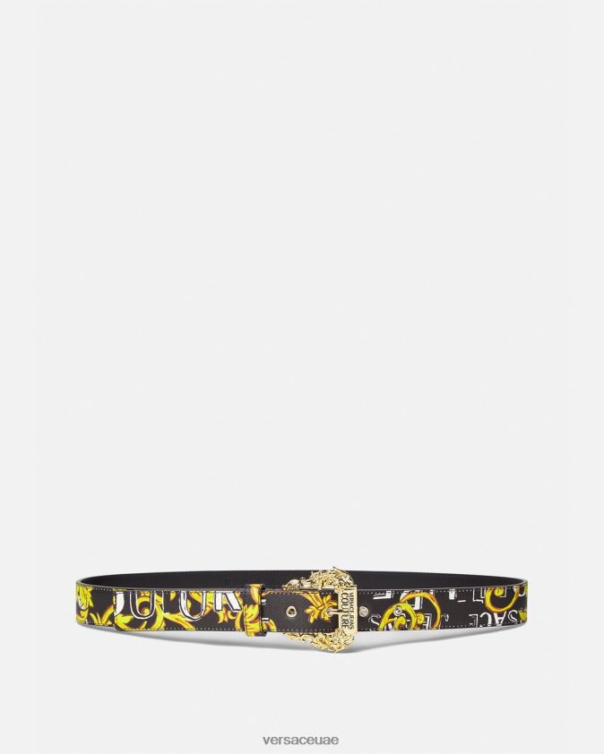 نحيف حزام شعار كوتور1 Versace الذهب الأسود 0FVD2J2351 مُكَمِّلات