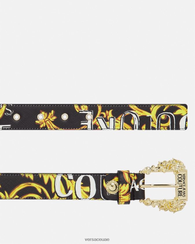 نحيف حزام شعار كوتور1 Versace الذهب الأسود 0FVD2J2351 مُكَمِّلات