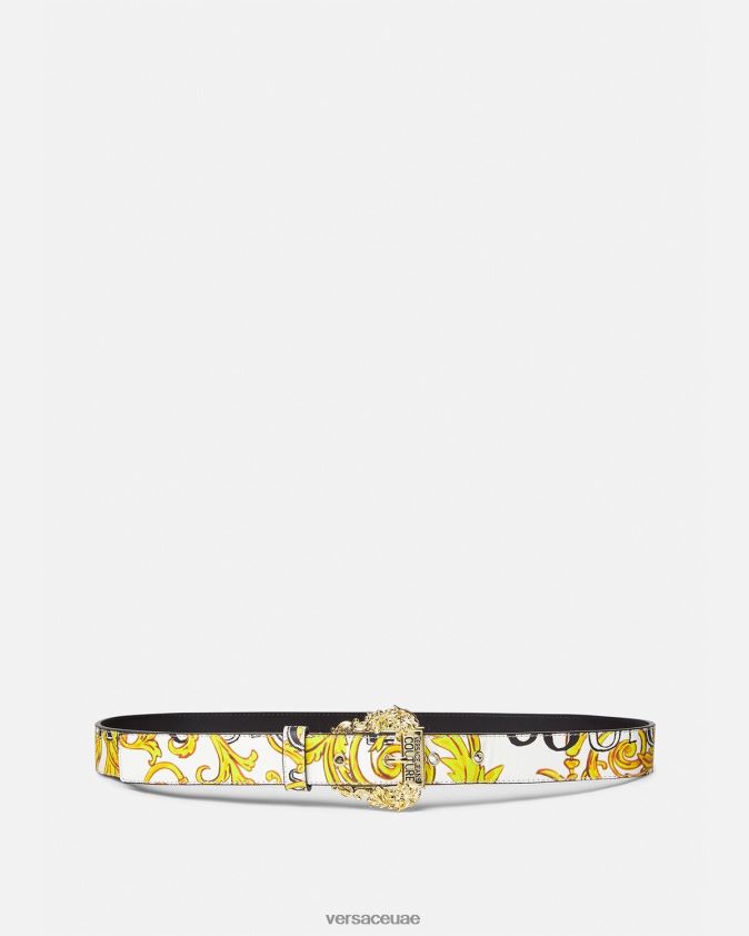 نحيف حزام شعار كوتور1 Versace الذهب والأبيض 0FVD2J2352 مُكَمِّلات