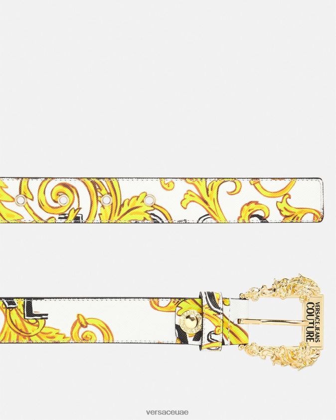 نحيف حزام شعار كوتور1 Versace الذهب والأبيض 0FVD2J2352 مُكَمِّلات