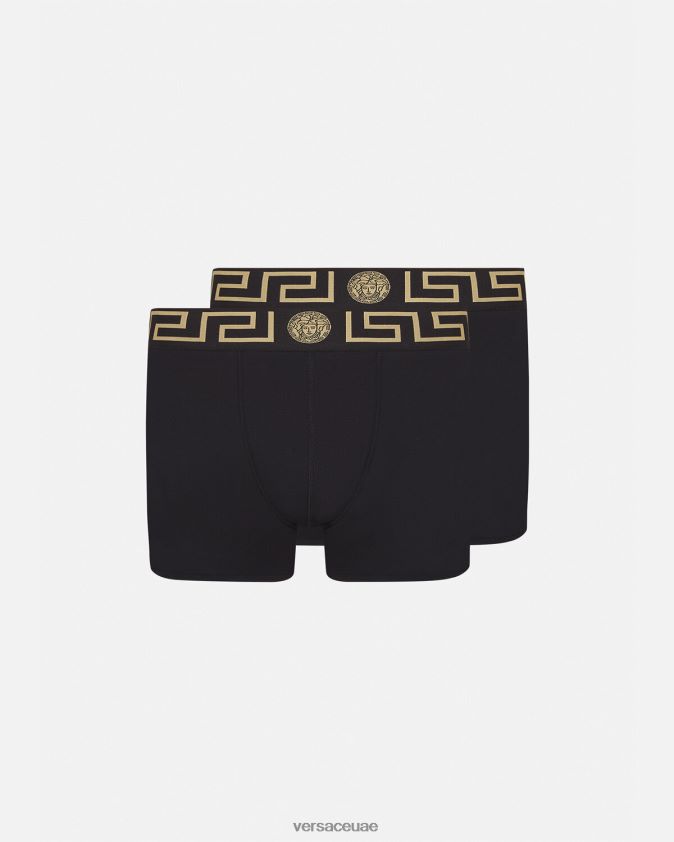 رجال الحدود اليونانية جذوع طويلة 2-حزمة Versace أسود 0FVD2J1761 الملابس الداخلية وملابس البحر