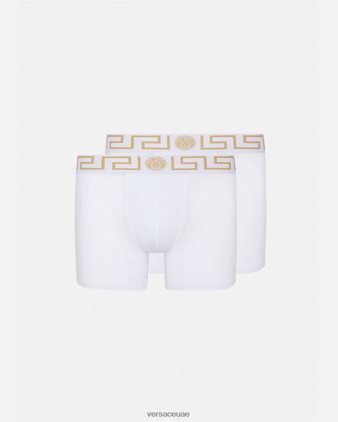 رجال الحدود اليونانية جذوع طويلة 2-حزمة Versace ذهب ابيض 0FVD2J1762 الملابس الداخلية وملابس البحر