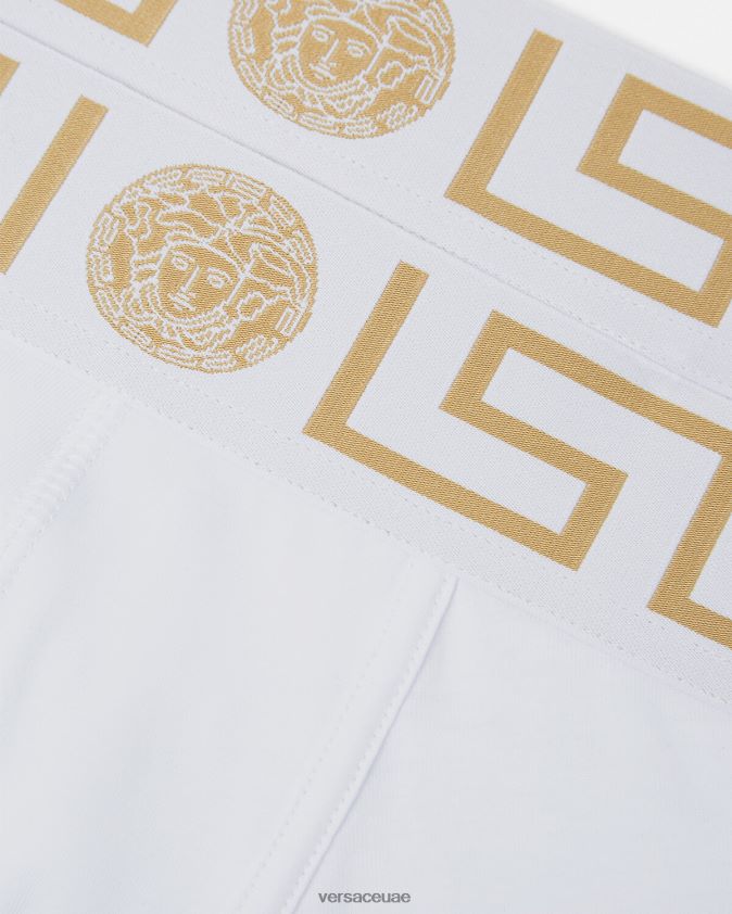 رجال الحدود اليونانية جذوع طويلة 2-حزمة Versace ذهب ابيض 0FVD2J1762 الملابس الداخلية وملابس البحر