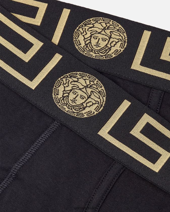 رجال ملخصات الحدود اليونانية 2-حزمة Versace أسود 0FVD2J1782 الملابس الداخلية وملابس البحر