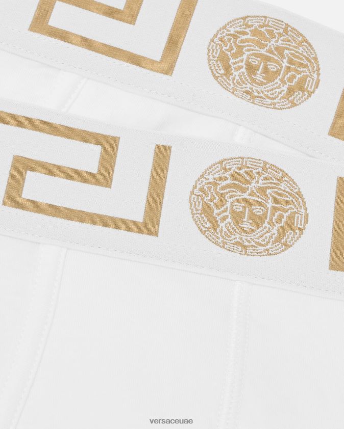 رجال ملخصات الحدود اليونانية 2-حزمة Versace ذهب ابيض 0FVD2J1784 الملابس الداخلية وملابس البحر