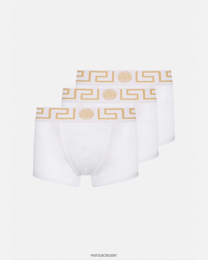 رجال جذوع الحدود اليونانية 3-حزمة Versace ذهب ابيض 0FVD2J1749 الملابس الداخلية وملابس البحر