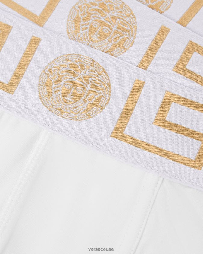 رجال جذوع الحدود اليونانية 3-حزمة Versace ذهب ابيض 0FVD2J1749 الملابس الداخلية وملابس البحر
