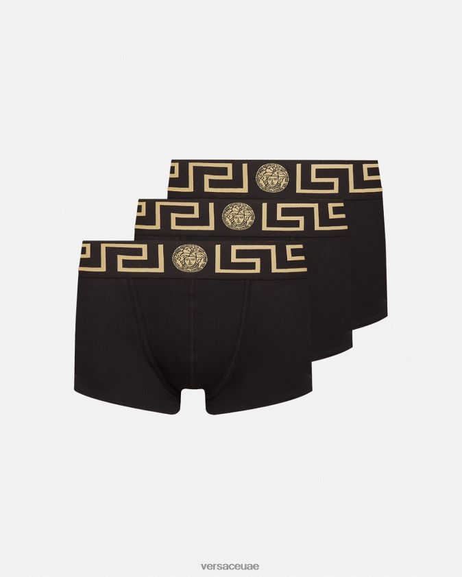 رجال جذوع الحدود اليونانية 3-حزمة Versace أسود 0FVD2J1750 الملابس الداخلية وملابس البحر