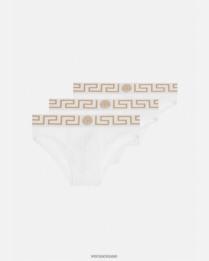 رجال ملخصات الحدود اليونانية 3-حزمة Versace ذهب ابيض 0FVD2J1780 الملابس الداخلية وملابس البحر