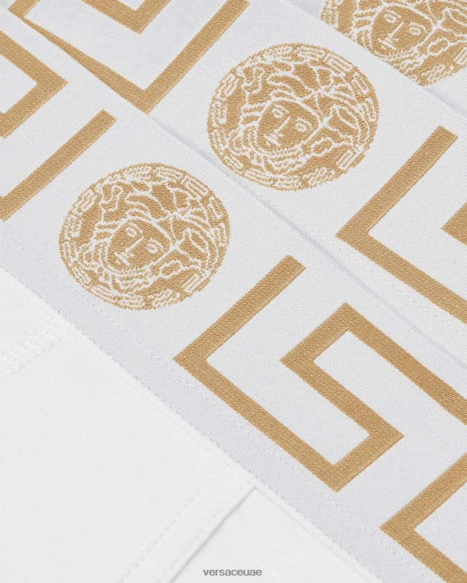 رجال ملخصات الحدود اليونانية 3-حزمة Versace ذهب ابيض 0FVD2J1780 الملابس الداخلية وملابس البحر