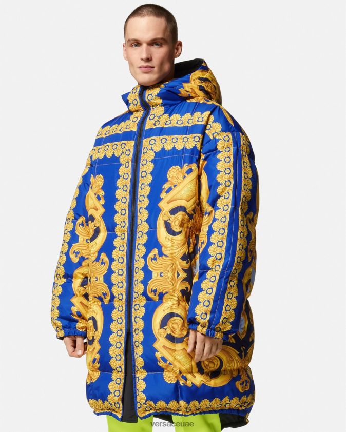 رجال سترة منتفخة باروكو 660 ذات وجهين Versace الأزرق والذهبي 0FVD2J1239 ملابس