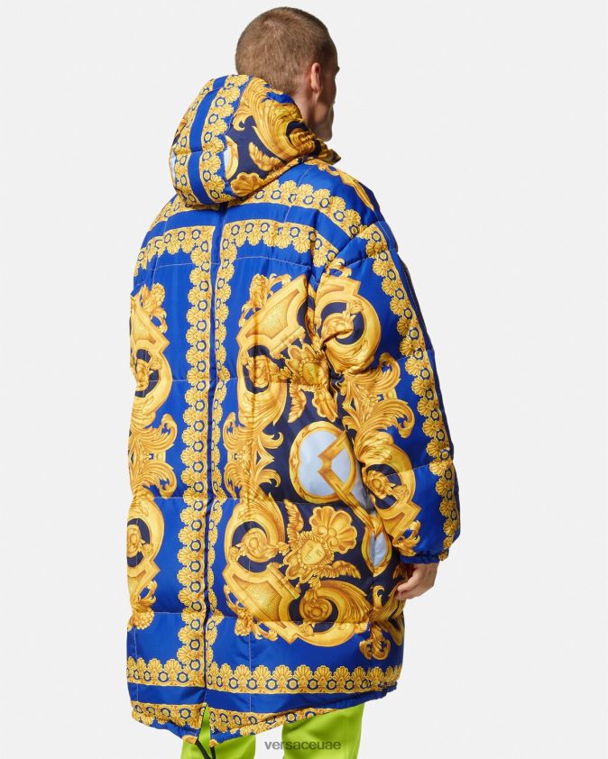 رجال سترة منتفخة باروكو 660 ذات وجهين Versace الأزرق والذهبي 0FVD2J1239 ملابس