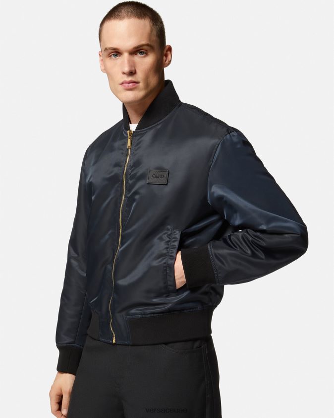 رجال سترة باروكو 660 بومبر ذات وجهين Versace الأزرق والذهبي 0FVD2J1240 ملابس