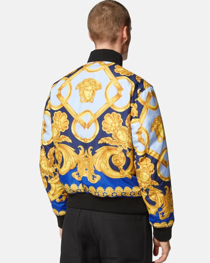 رجال سترة باروكو 660 بومبر ذات وجهين Versace الأزرق والذهبي 0FVD2J1240 ملابس