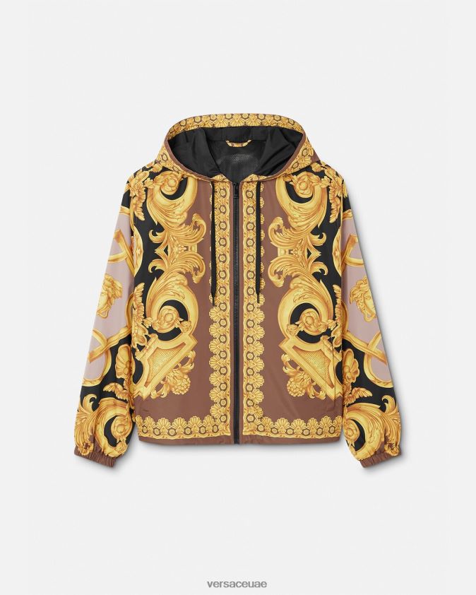 رجال سترة واقية من الرياح من باروكو 660 Versace البني والذهبي 0FVD2J1241 ملابس