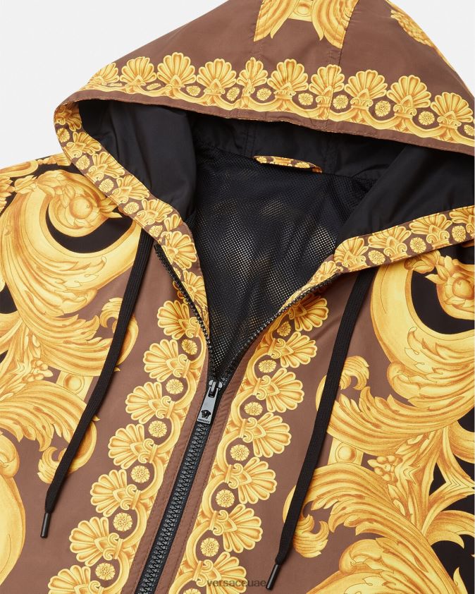 رجال سترة واقية من الرياح من باروكو 660 Versace البني والذهبي 0FVD2J1241 ملابس