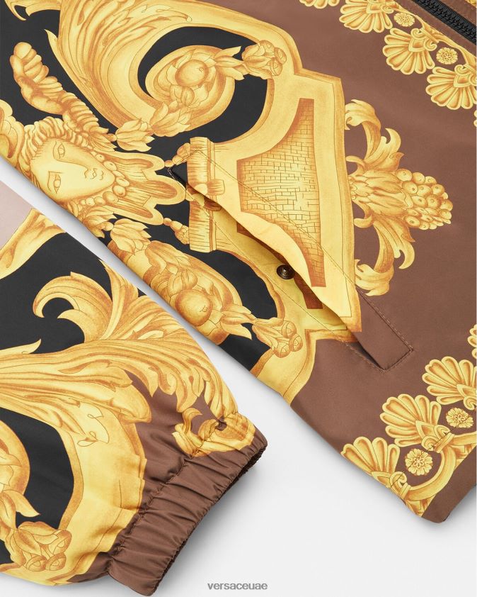 رجال سترة واقية من الرياح من باروكو 660 Versace البني والذهبي 0FVD2J1241 ملابس