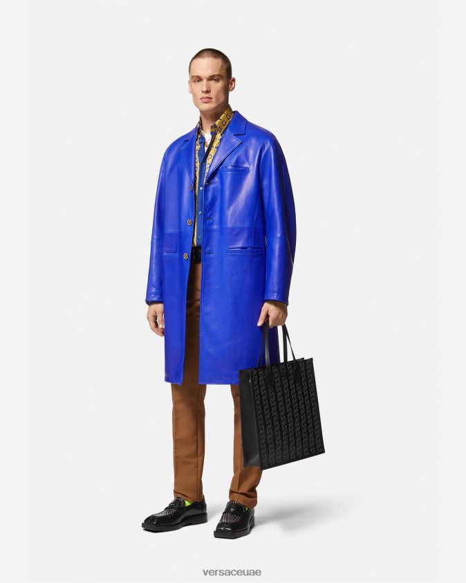 رجال قميص باروكو 660 الحريري Versace الأزرق والذهبي 0FVD2J1318 ملابس