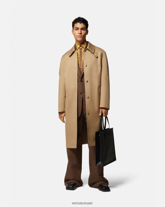 رجال قميص باروكو 660 الحريري Versace البني والذهبي 0FVD2J1320 ملابس