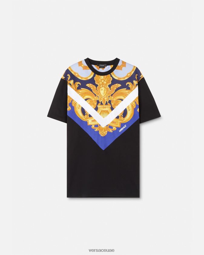 رجال تيشيرت باروكو 660 Versace الأزرق والذهبي 0FVD2J1393 ملابس