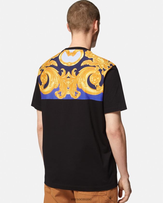 رجال تيشيرت باروكو 660 Versace الأزرق والذهبي 0FVD2J1393 ملابس