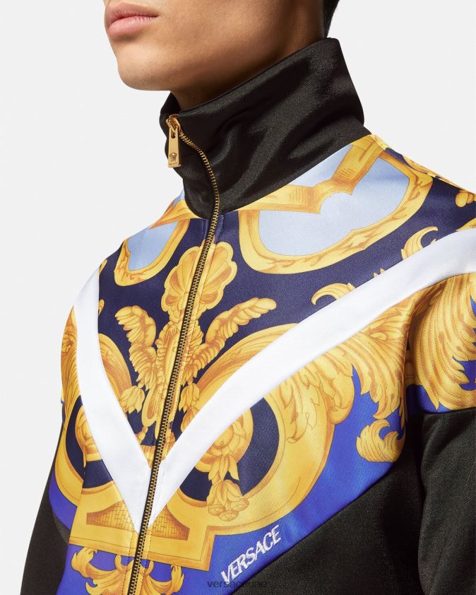 رجال سترة باروكو 660 بسحاب Versace الأزرق والذهبي 0FVD2J1417 ملابس