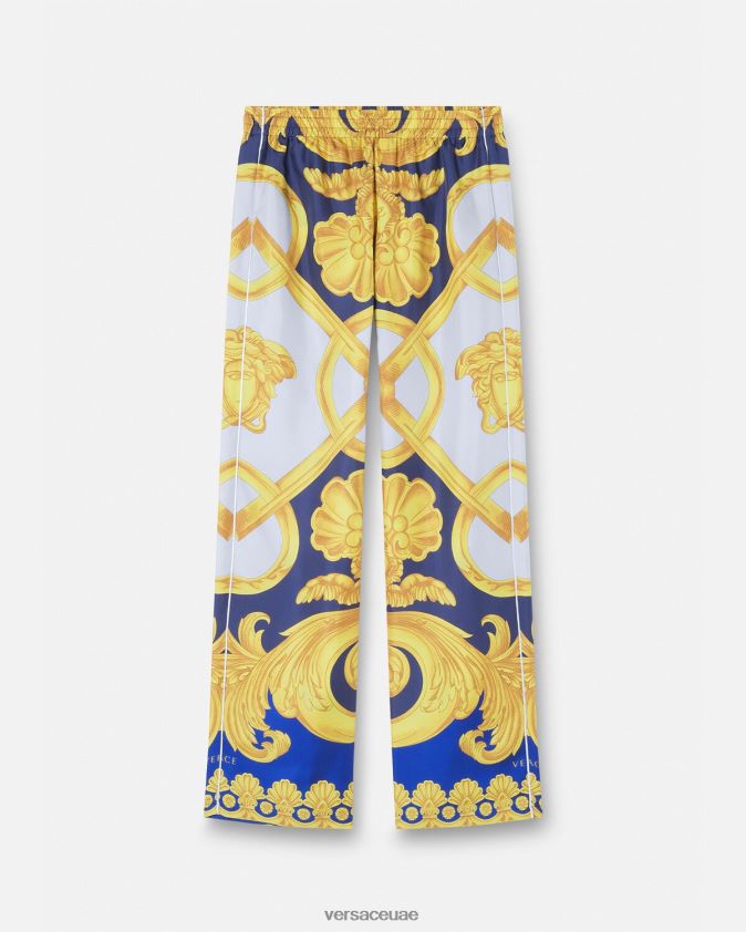 رجال باروكو 660 قيعان بيجامة من الحرير Versace الأزرق والذهبي 0FVD2J1740 الملابس الداخلية وملابس البحر