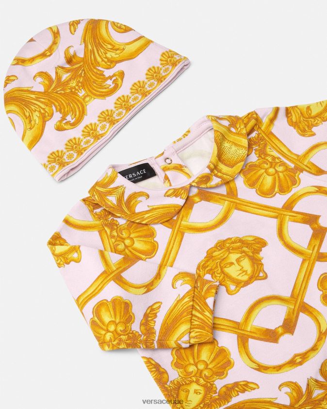 أطفال مجموعة ملابس نوم للأطفال من باروكو 660 Versace وردي فاتح وذهبي 0FVD2J1826 ملابس