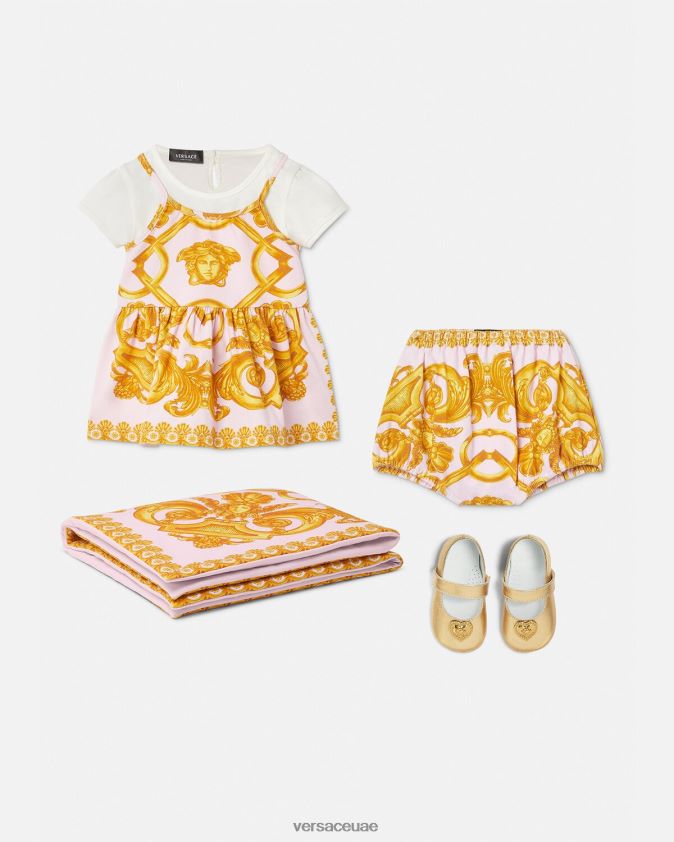 أطفال مجموعة ملابس الأطفال باروكو 660 Versace الوردي والأبيض 0FVD2J1828 ملابس