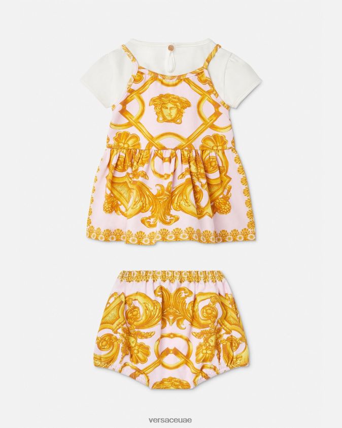 أطفال مجموعة ملابس الأطفال باروكو 660 Versace الوردي والأبيض 0FVD2J1828 ملابس