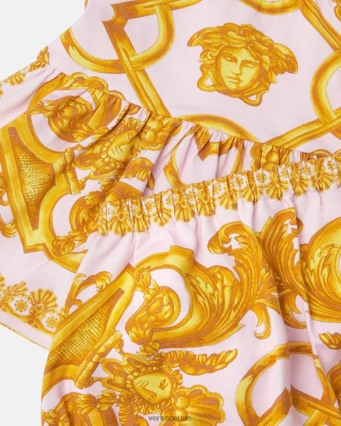 أطفال مجموعة ملابس الأطفال باروكو 660 Versace الوردي والأبيض 0FVD2J1828 ملابس