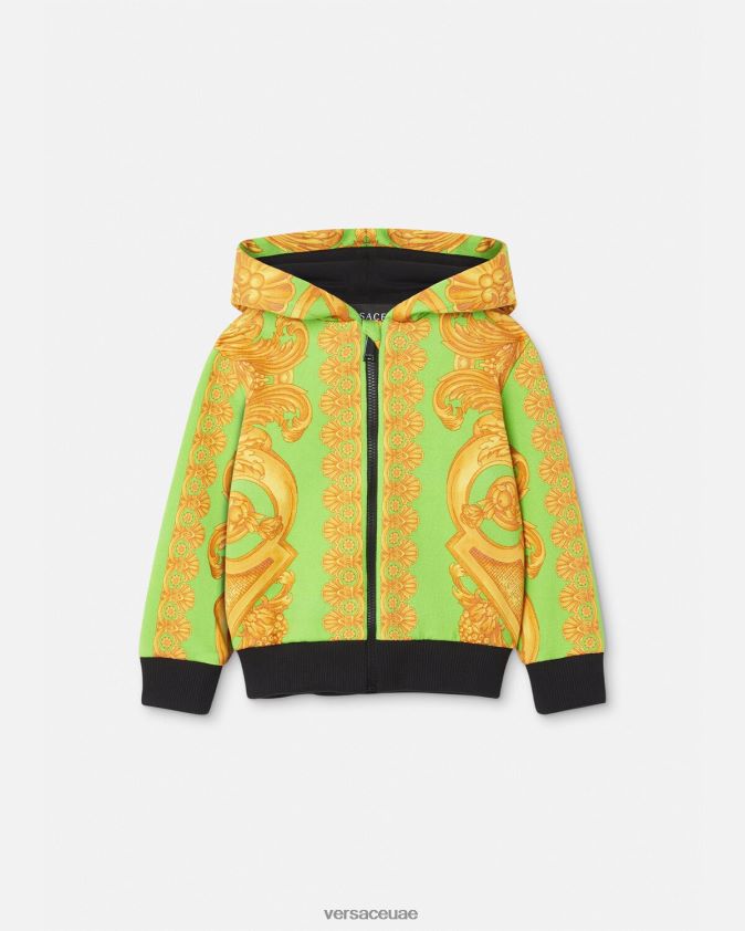 أطفال سترة باروكو 660 بسحاب للأطفال Versace الذهب والأخضر 0FVD2J1892 ملابس