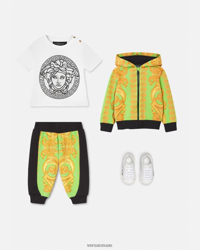 أطفال سترة باروكو 660 بسحاب للأطفال Versace الذهب والأخضر 0FVD2J1892 ملابس