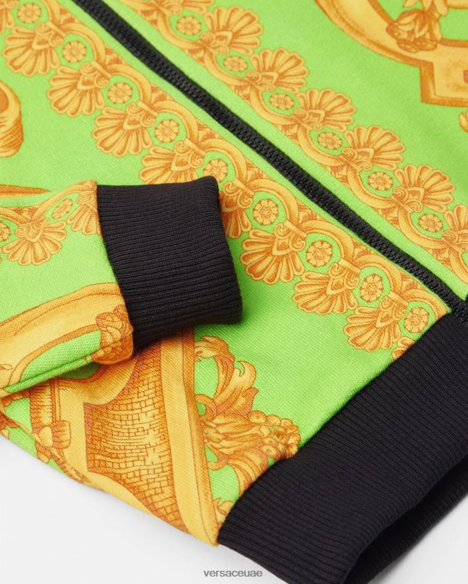 أطفال سترة باروكو 660 بسحاب للأطفال Versace الذهب والأخضر 0FVD2J1892 ملابس