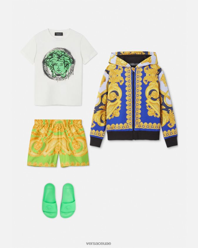 أطفال هوديي باروكو 660 بسحاب Versace الأزرق والذهبي 0FVD2J2108 ملابس