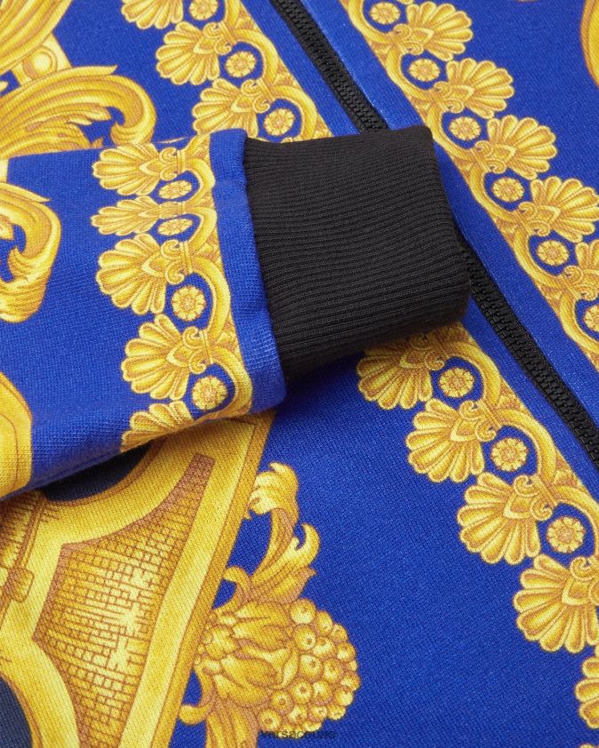 أطفال هوديي باروكو 660 بسحاب Versace الأزرق والذهبي 0FVD2J2108 ملابس
