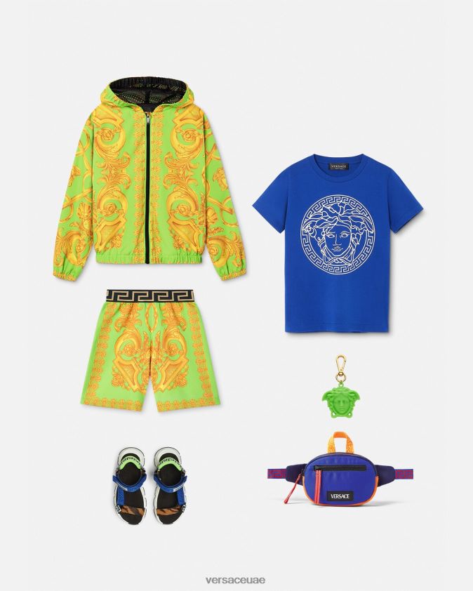 أطفال سترة واقية من الرياح من باروكو 660 Versace الذهب والأخضر 0FVD2J2109 ملابس