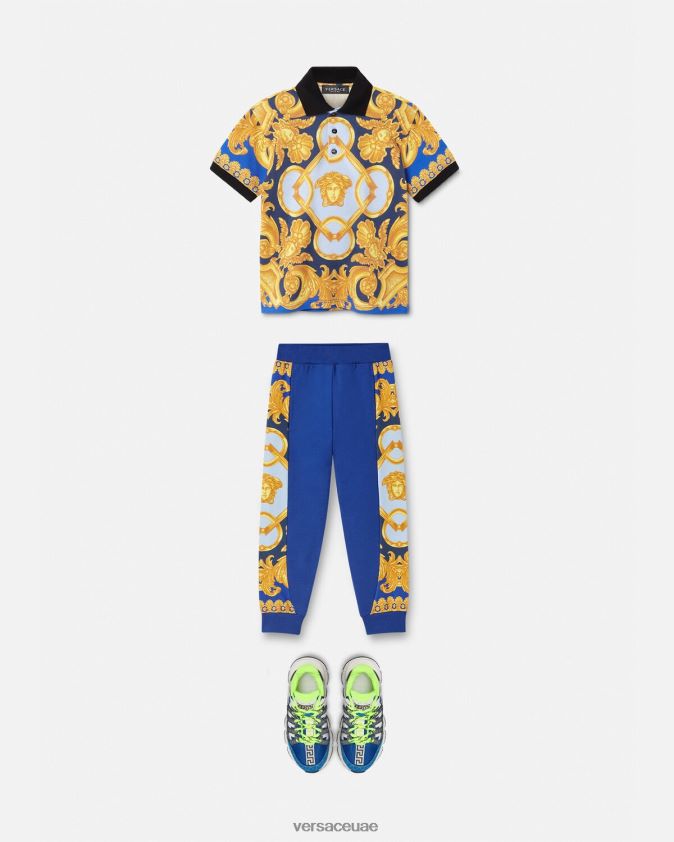 أطفال باروكو 660 بنطال رياضي Versace الأزرق والطباعة 0FVD2J2110 ملابس