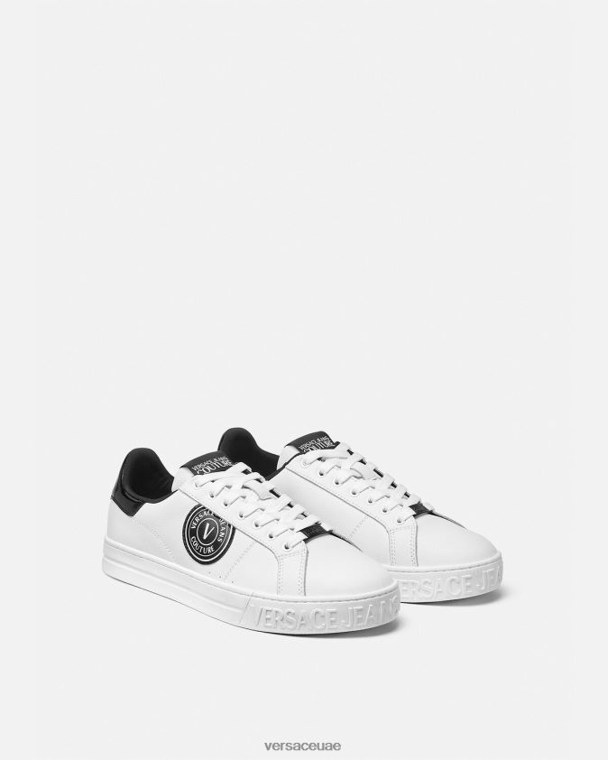 رجال حذاء رياضي كورت 88 بشعار V Versace أبيض أسود 0FVD2J2444 حذاء