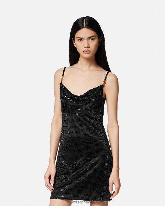 نحيف فستان قصير كريستال ميدوسا '95 Versace أسود 0FVD2J31 ملابس