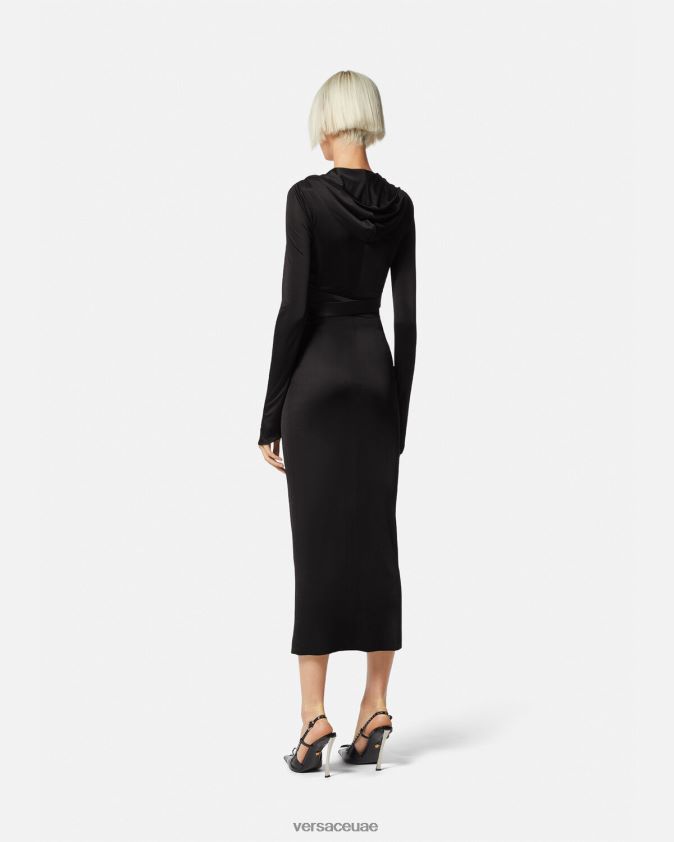 نحيف فستان بقلنسوة ميدوسا '95 Versace أسود 0FVD2J36 ملابس