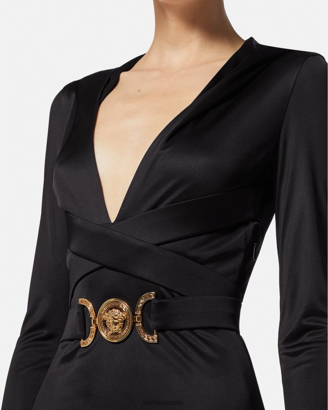 نحيف فستان بقلنسوة ميدوسا '95 Versace أسود 0FVD2J36 ملابس