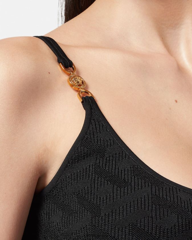 نحيف فستان متوسط ​​الطول منسوج من ميدوسا '95 لا غريكا Versace أسود 0FVD2J38 ملابس