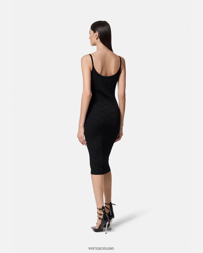 نحيف فستان متوسط ​​الطول منسوج من ميدوسا '95 لا غريكا Versace أسود 0FVD2J38 ملابس