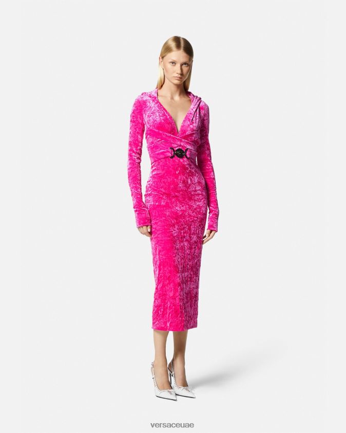 نحيف فستان بقلنسوة مخملي من ميدوسا '95 Versace ضارب الى الحمرة 0FVD2J57 ملابس