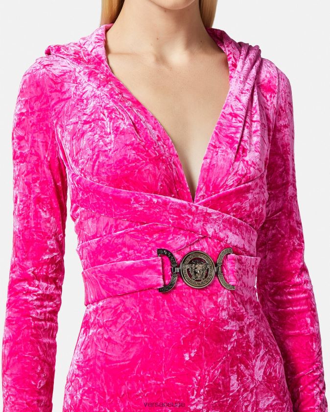 نحيف فستان بقلنسوة مخملي من ميدوسا '95 Versace ضارب الى الحمرة 0FVD2J57 ملابس