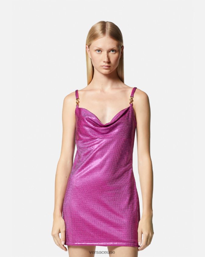 نحيف فستان قصير شبكي معدني من ميدوسا '95 Versace ضارب الى الحمرة 0FVD2J63 ملابس