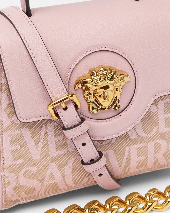نحيف حقيبة يد صغيرة من Allover La Medusa Versace الوردي والطباعة 0FVD2J326 أكياس