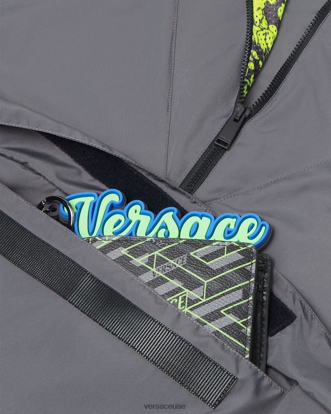 رجال سترة رياضية من تصميم Barocco Versace الرمادي والجير 0FVD2J1461 ملابس