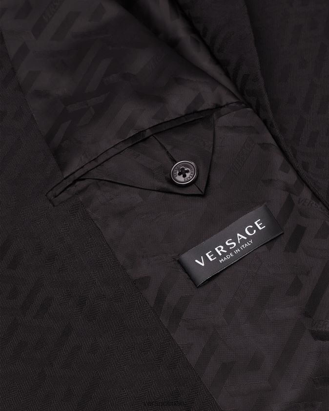 رجال سترة مصممة من La Greca Versace أسود 0FVD2J1264 ملابس